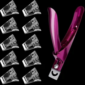 10pcs Nails Tips Clips With Professional Fake Nail Tip Clippers For Quick Building Poly Finger Nail Gel Clear Plastic Finger Extension Forms, Manicure Nail Art Tools Kit