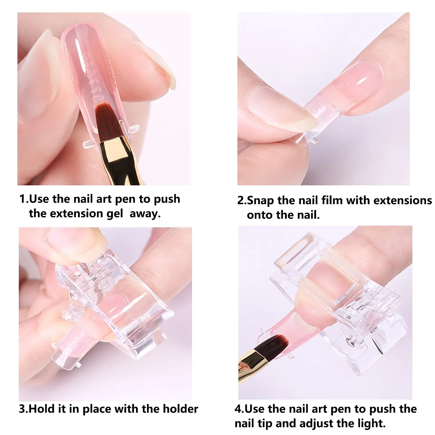 10pcs Nails Tips Clips With Professional Fake Nail Tip Clippers For Quick Building Poly Finger Nail Gel Clear Plastic Finger Extension Forms, Manicure Nail Art Tools Kit
