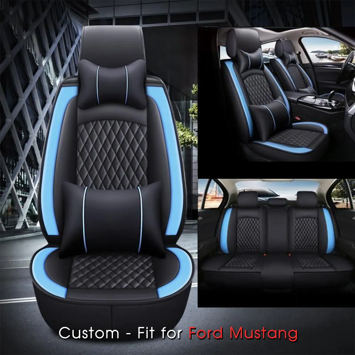 2 Car Seat Covers Full Set, Custom-Fit For Car, Waterproof Leather Front Rear Seat Automotive Protection Cushions, Car Accessories DLFM211