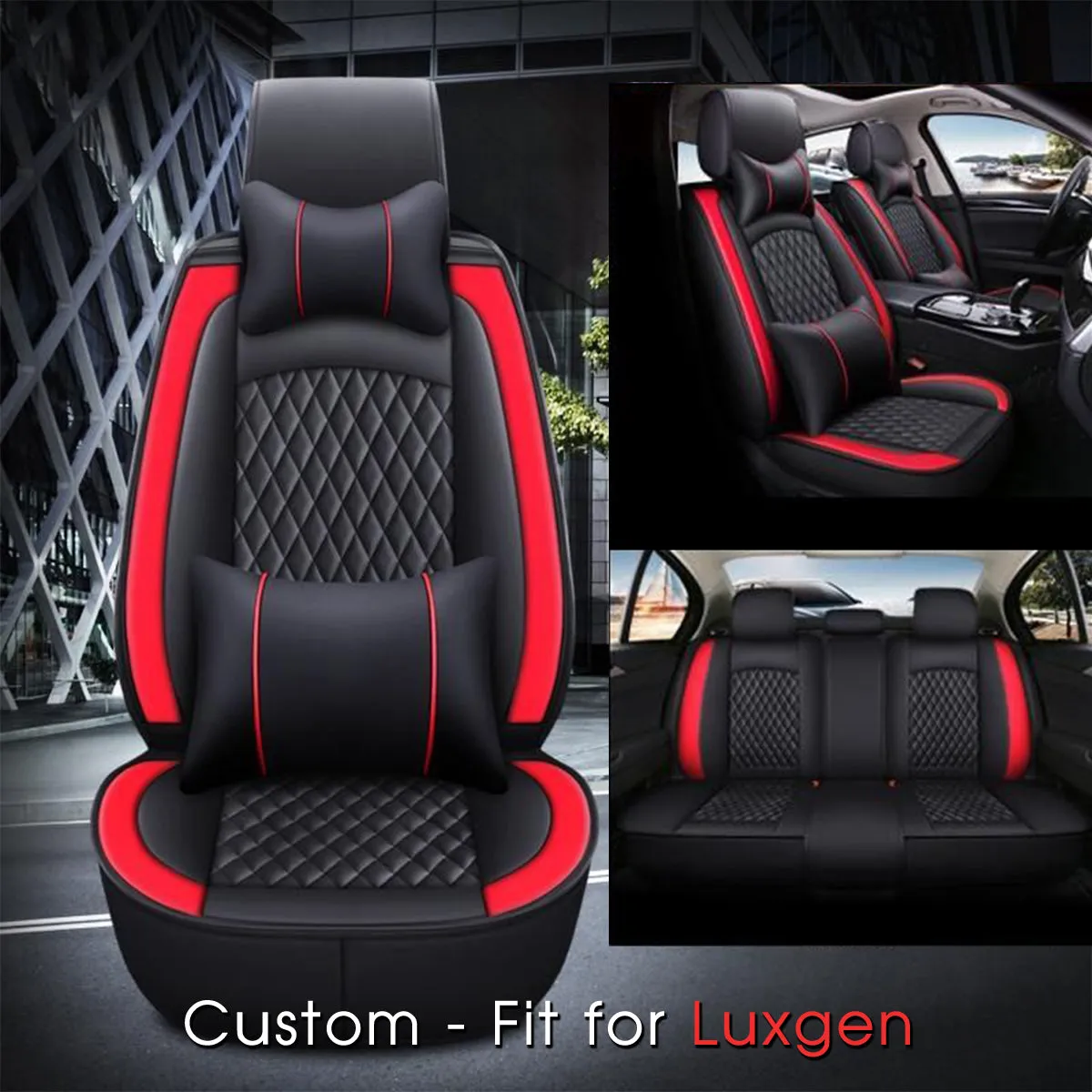 2 Car Seat Covers Full Set, Custom-Fit For Car, Waterproof Leather Front Rear Seat Automotive Protection Cushions, Car Accessories DLLE211