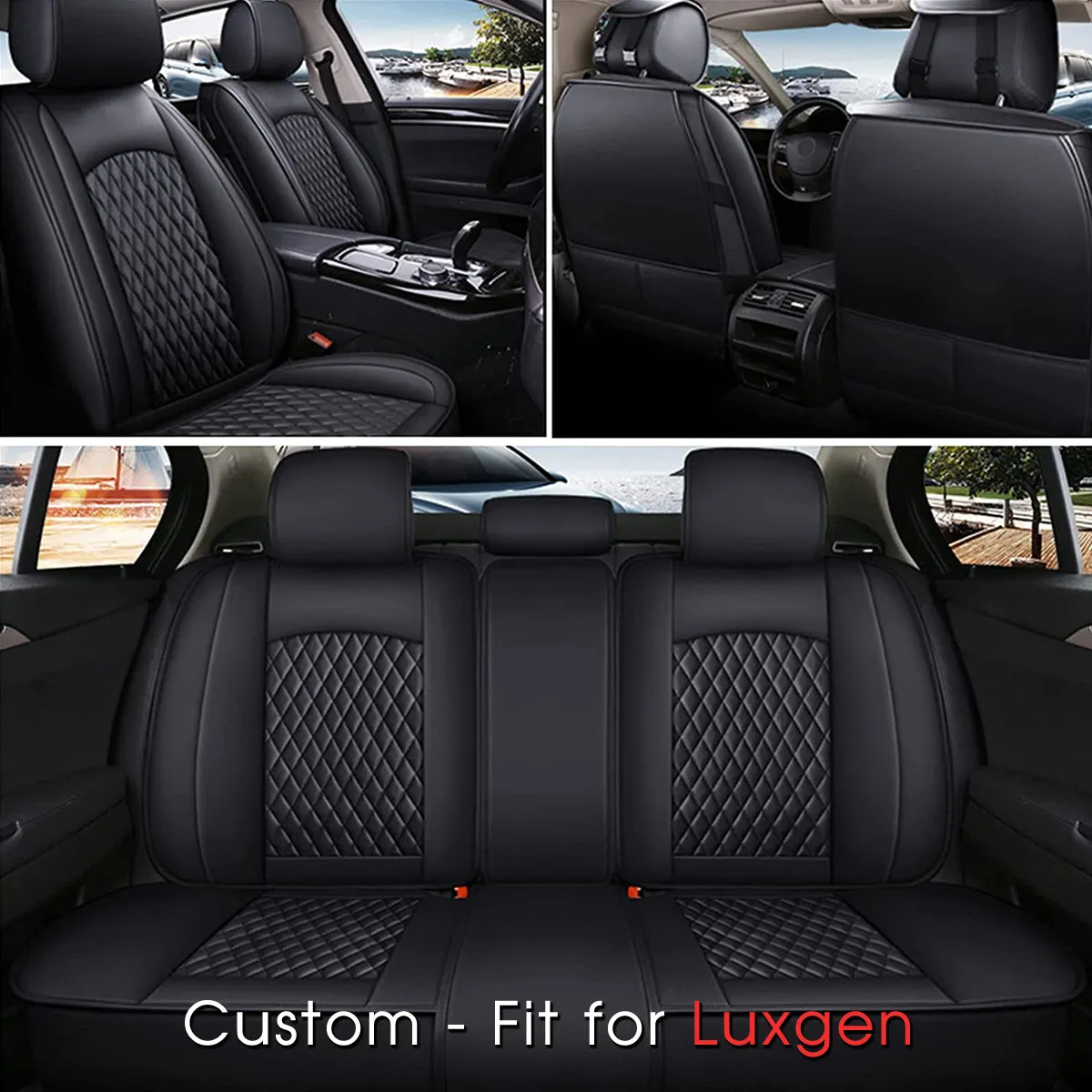 2 Car Seat Covers Full Set, Custom-Fit For Car, Waterproof Leather Front Rear Seat Automotive Protection Cushions, Car Accessories DLLE211