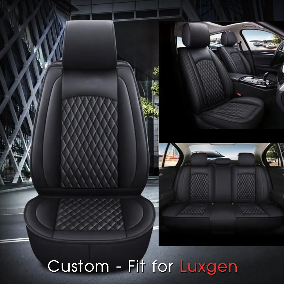 2 Car Seat Covers Full Set, Custom-Fit For Car, Waterproof Leather Front Rear Seat Automotive Protection Cushions, Car Accessories DLLE211