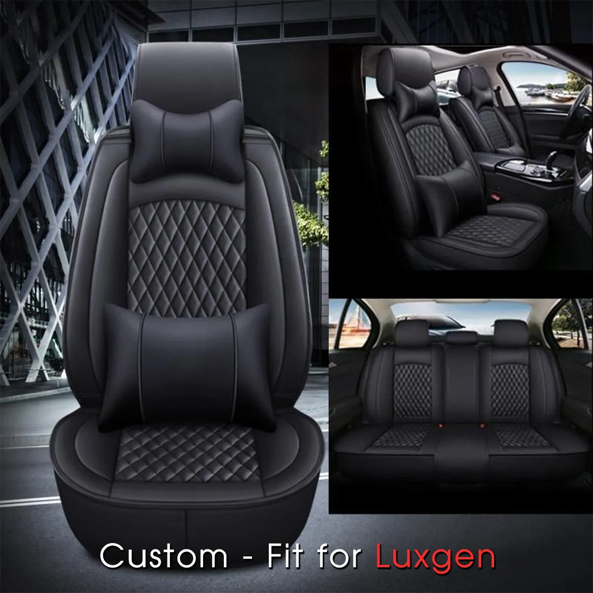 2 Car Seat Covers Full Set, Custom-Fit For Car, Waterproof Leather Front Rear Seat Automotive Protection Cushions, Car Accessories DLLE211