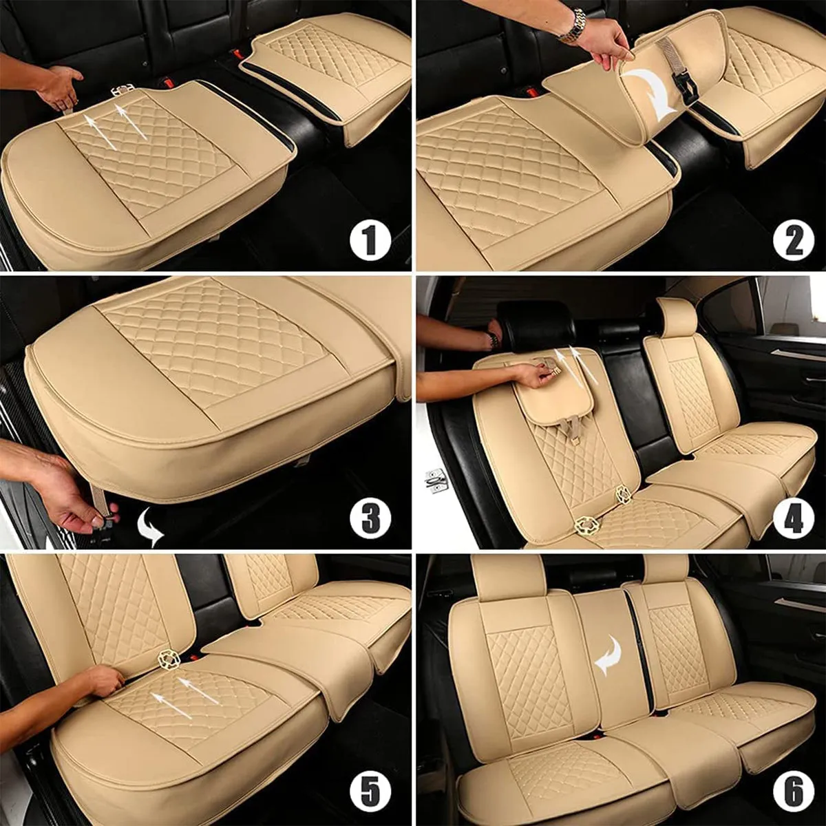 2 Car Seat Covers Full Set, Custom-Fit For Car, Waterproof Leather Front Rear Seat Automotive Protection Cushions, Car Accessories DLLE211
