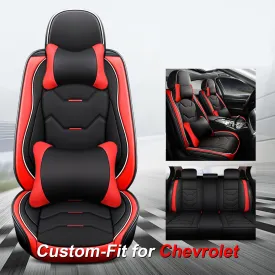 2 Leather Car Seat Covers 5 Seats Full Set, Custom-fit for Car, Fit Sedan SUV Truck Vans Leatherette Automotive Seat Cushion Protector Universal Fit DLCH250