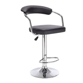 2 x Decor Lola Adjustable Barstools | Black Swivel Stool | Chrome | PU Leather
