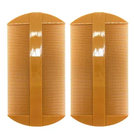 2PCS Lice Combs Nit Combs, Durable Double Sided Super Dense Tooth Combs for Lice Nit Treatment, Small Size for Straight Thin Hair, Ginger