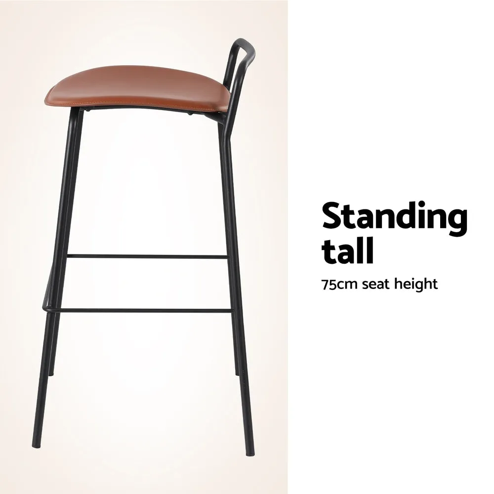 4x Artiss Bar Stools | Kitchen Counter Dining Chairs | Metal | Brown
