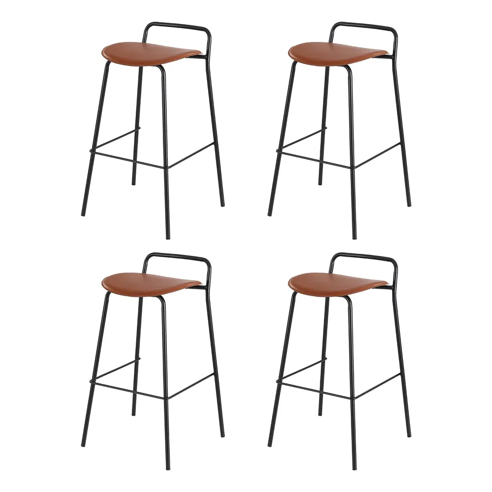 4x Artiss Bar Stools | Kitchen Counter Dining Chairs | Metal | Brown
