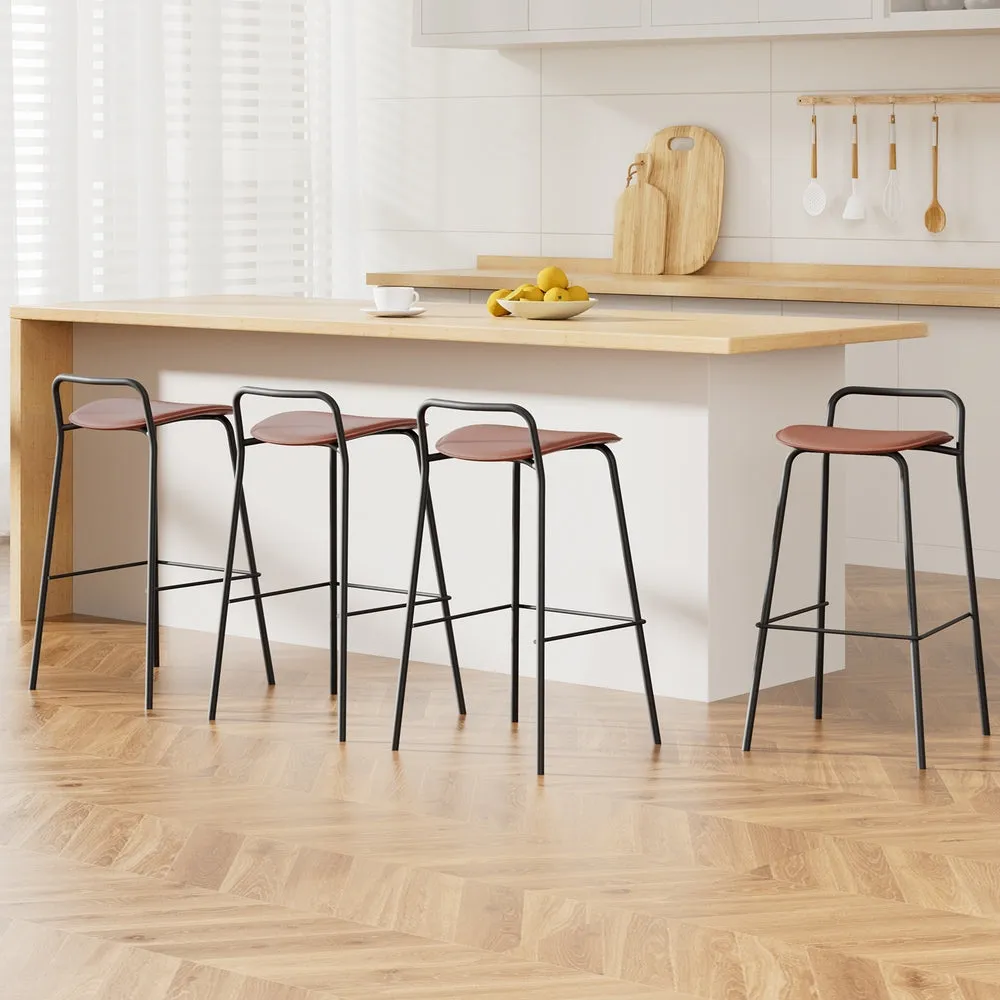 4x Artiss Bar Stools | Kitchen Counter Dining Chairs | Metal | Brown