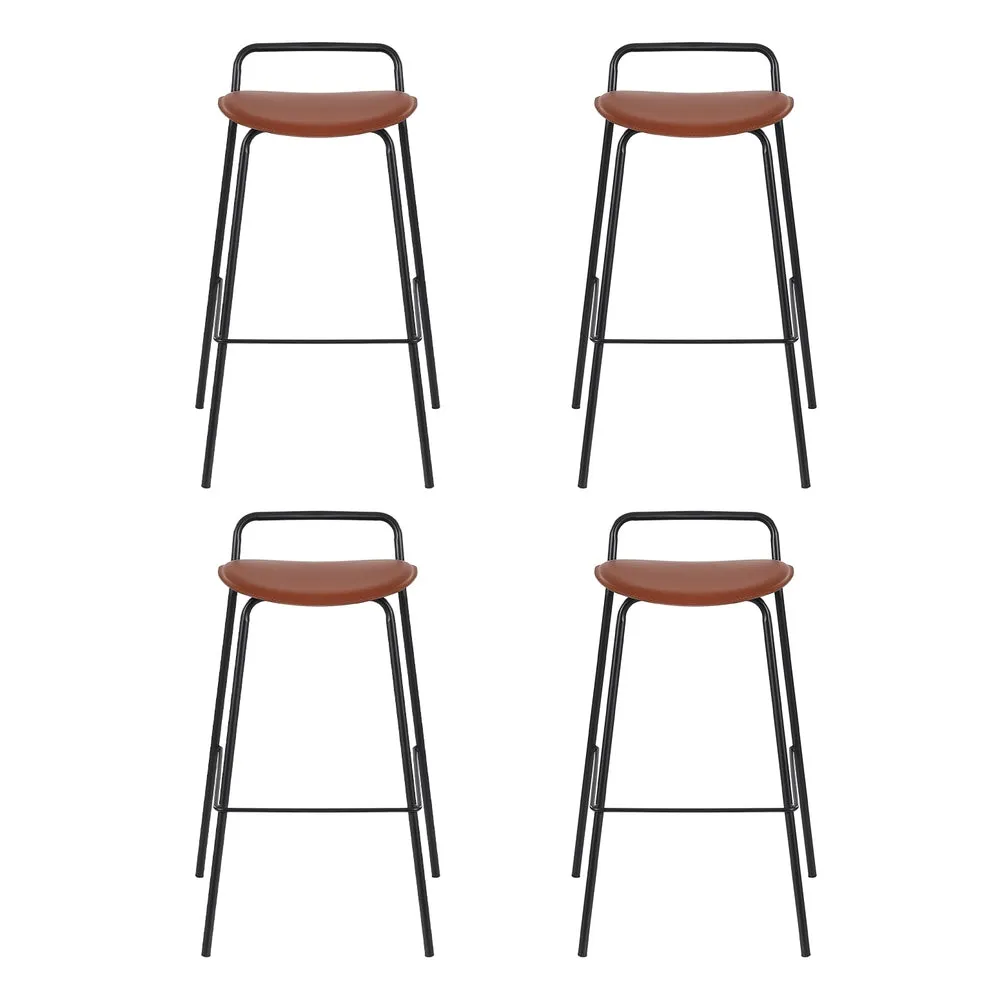 4x Artiss Bar Stools | Kitchen Counter Dining Chairs | Metal | Brown