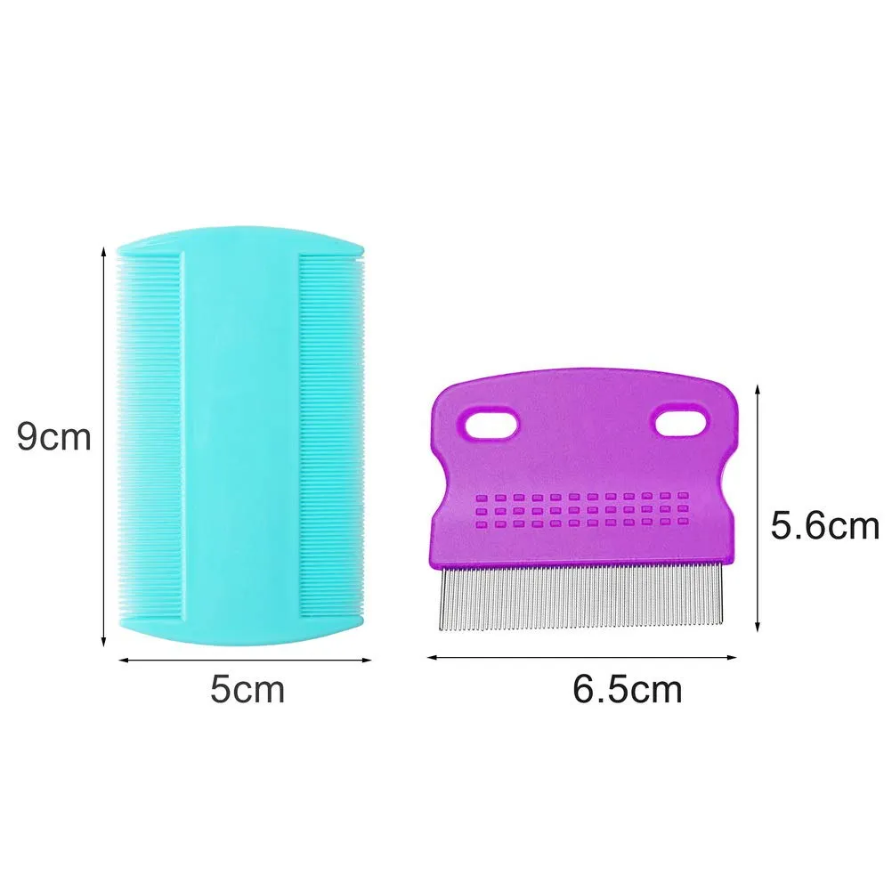 6Pcs Double Sided Nit Comb Metal Head Lice Comb Lice Treatment Plastic Flea Removal Combs for Adults Kids Dogs Cats(Random Colour)