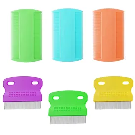 6Pcs Double Sided Nit Comb Metal Head Lice Comb Lice Treatment Plastic Flea Removal Combs for Adults Kids Dogs Cats(Random Colour)