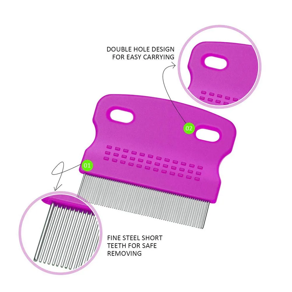 6Pcs Double Sided Nit Comb Metal Head Lice Comb Lice Treatment Plastic Flea Removal Combs for Adults Kids Dogs Cats(Random Colour)