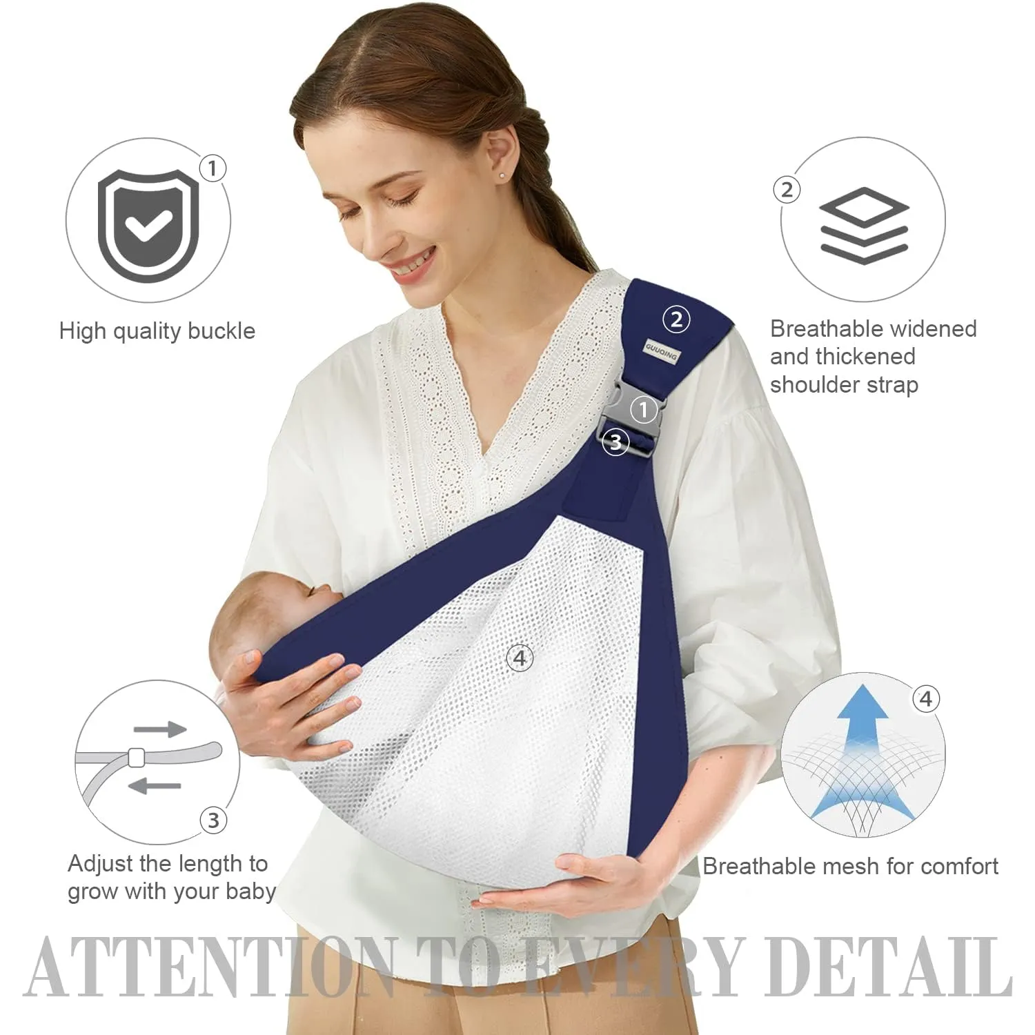 Aara Internationals Baby Carrier Newborn to Toddler, Ergonomic 3D Mesh Baby Wraps Carrier, Adjustable Baby Sling, Lightweight Breathable Baby Carrier Wrap with Thick Shoulder Straps for 0-36 Months Infant