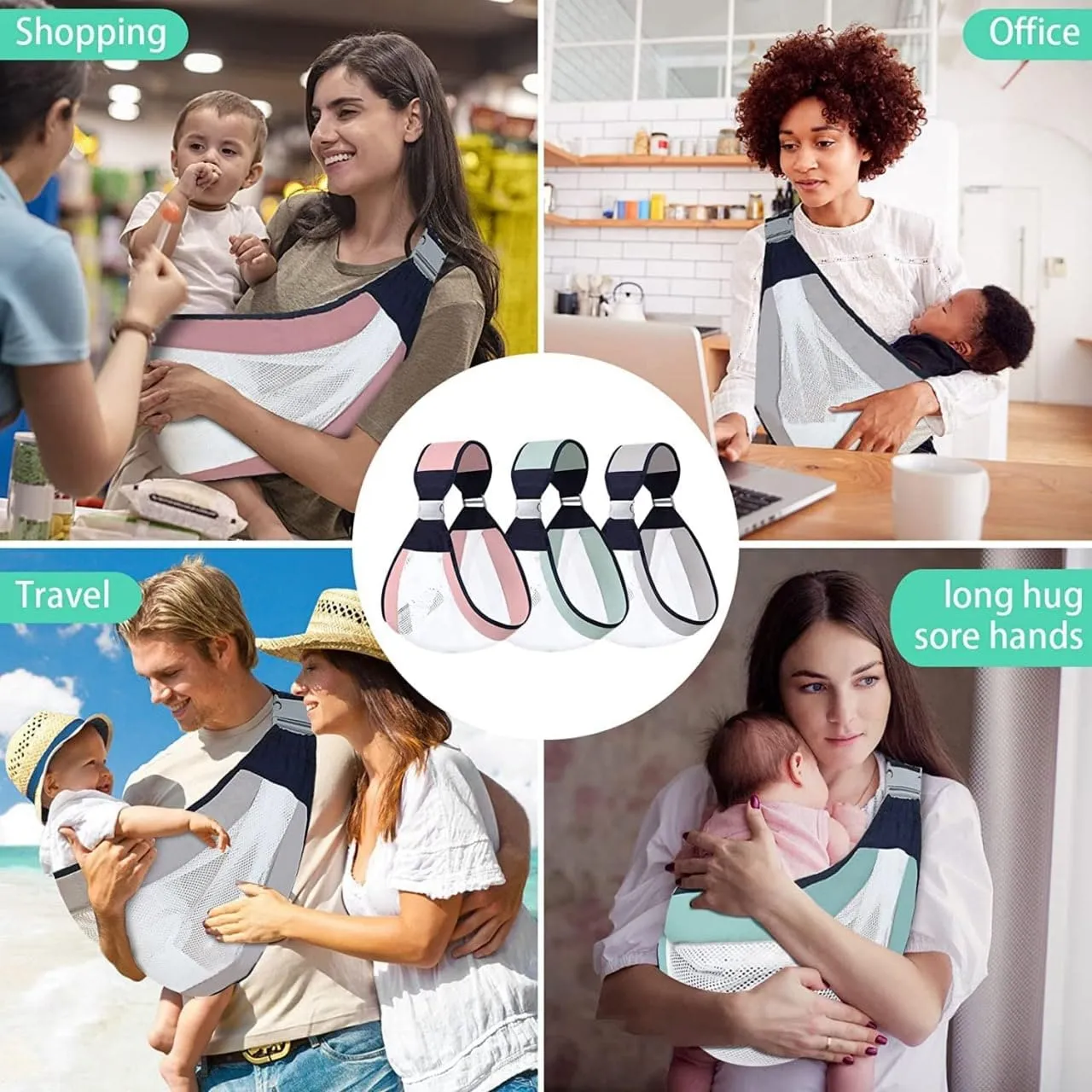Aara Internationals Baby Carrier Newborn to Toddler, Ergonomic 3D Mesh Baby Wraps Carrier, Adjustable Baby Sling, Lightweight Breathable Baby Carrier Wrap with Thick Shoulder Straps for 0-36 Months Infant