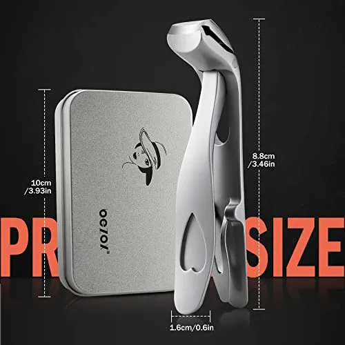 BEZOX Angled Head Nail Clippers for Seniors - Ergonomic Toenail Clipper for Thick Nails, Premium Steel Nail Cutter Trimmer with Catcher for Men and Women - Silver