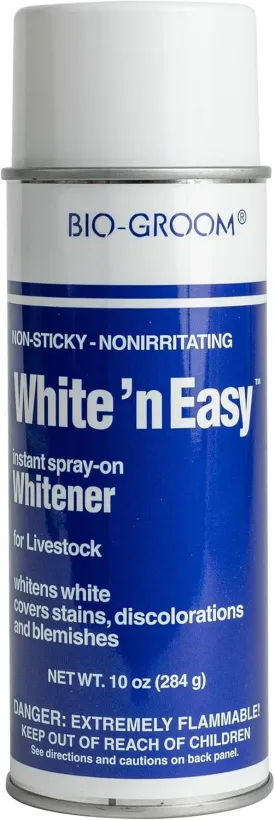 Bio-Groom White 'N Easy Whitening Horse Spray  Instant Stain Treater, Non-Sticky, Cruelty-Free, Grooming Supplies, Horse Mane and Tail Hair Products, Made in USA  10 oz