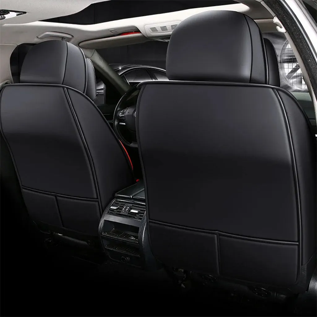 Black PU Leather Car Seat Covers – Waterproof, Non-Slip, Comfortable Front 2 Seat Cushion for Cars 01
