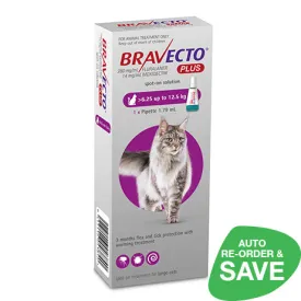 Bravecto Plus Spot-On For Large Cats 6.25 to 12.5kg