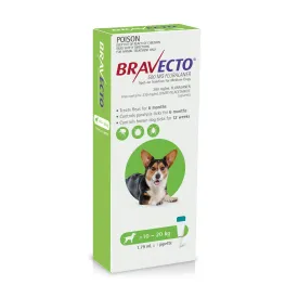 Bravecto Spot-On 6 Monthly Flea Treatment for Dogs 10-20kg Green