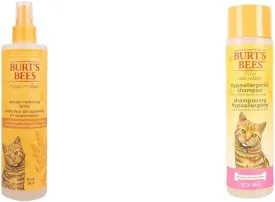 Burt's Bees for Pets Cats Grooming Bundle: Waterless Cat Shampoo with Apple and Honey, 10oz & Cat Dander Reducing Wipes, 50ct, Naturally Derived Ingredients