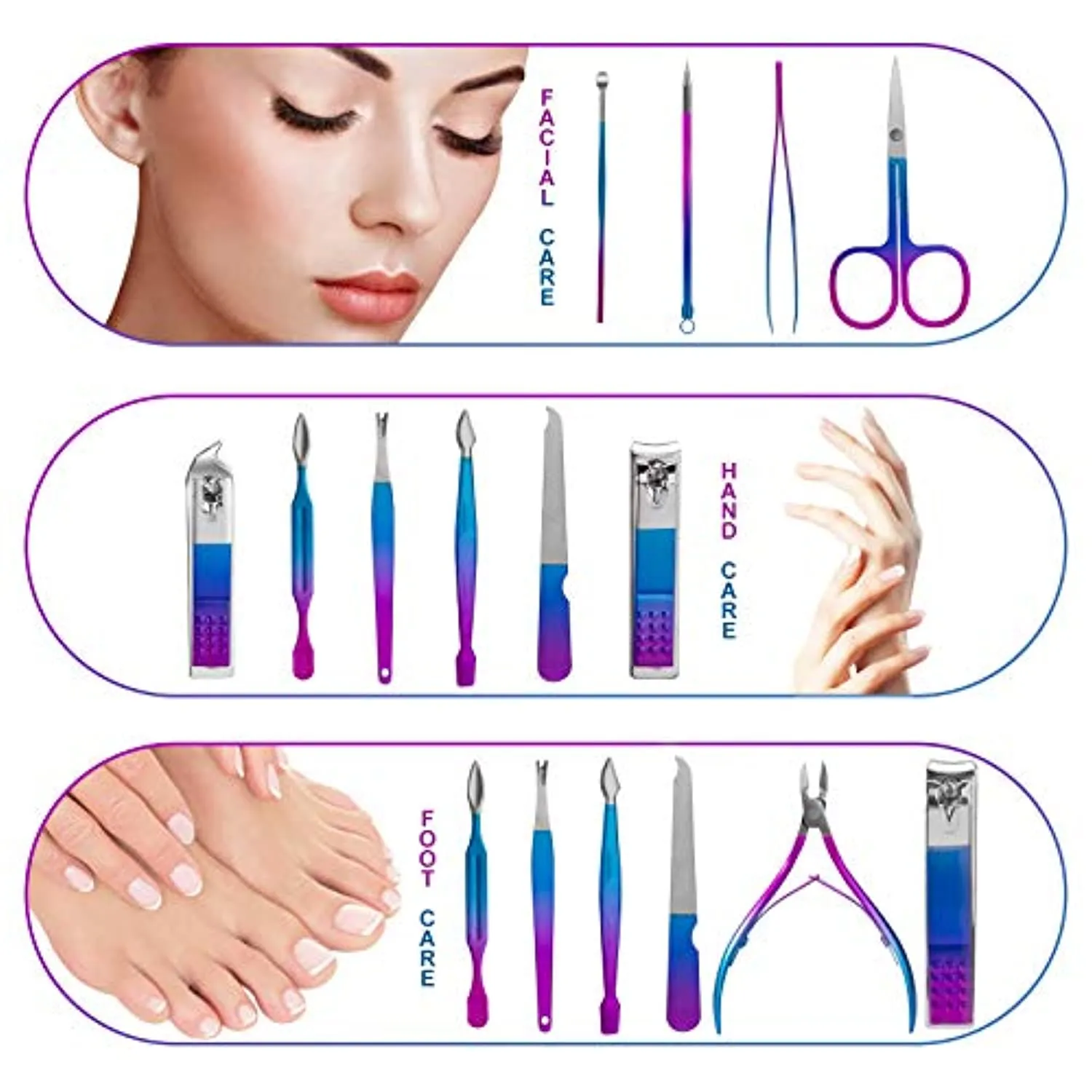 CGBE Manicure Set Nail Clippers Pedicure Kit Men Women Grooming kit Manicure Professional Nail Care Tools Gift 12Pcs with Luxurious Travel Case