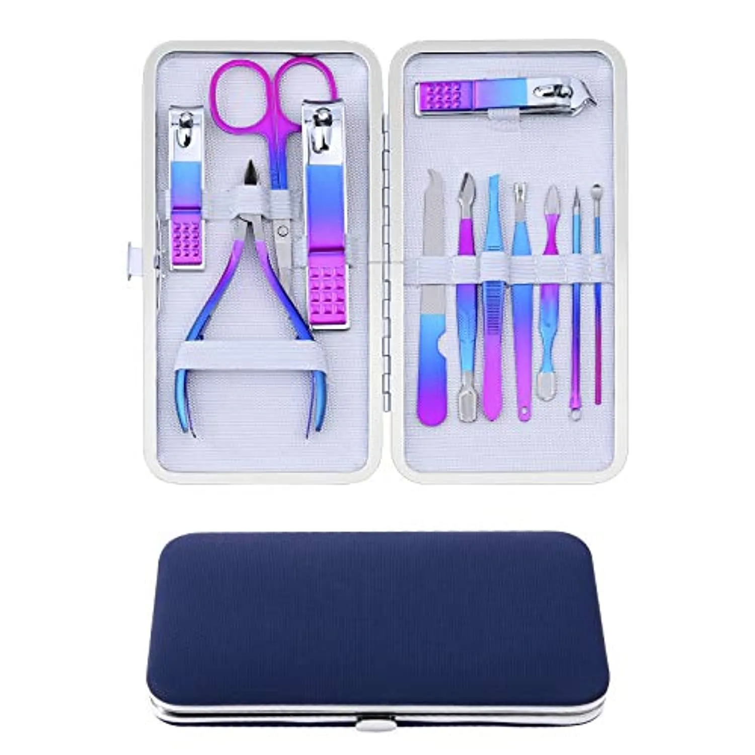 CGBE Manicure Set Nail Clippers Pedicure Kit Men Women Grooming kit Manicure Professional Nail Care Tools Gift 12Pcs with Luxurious Travel Case