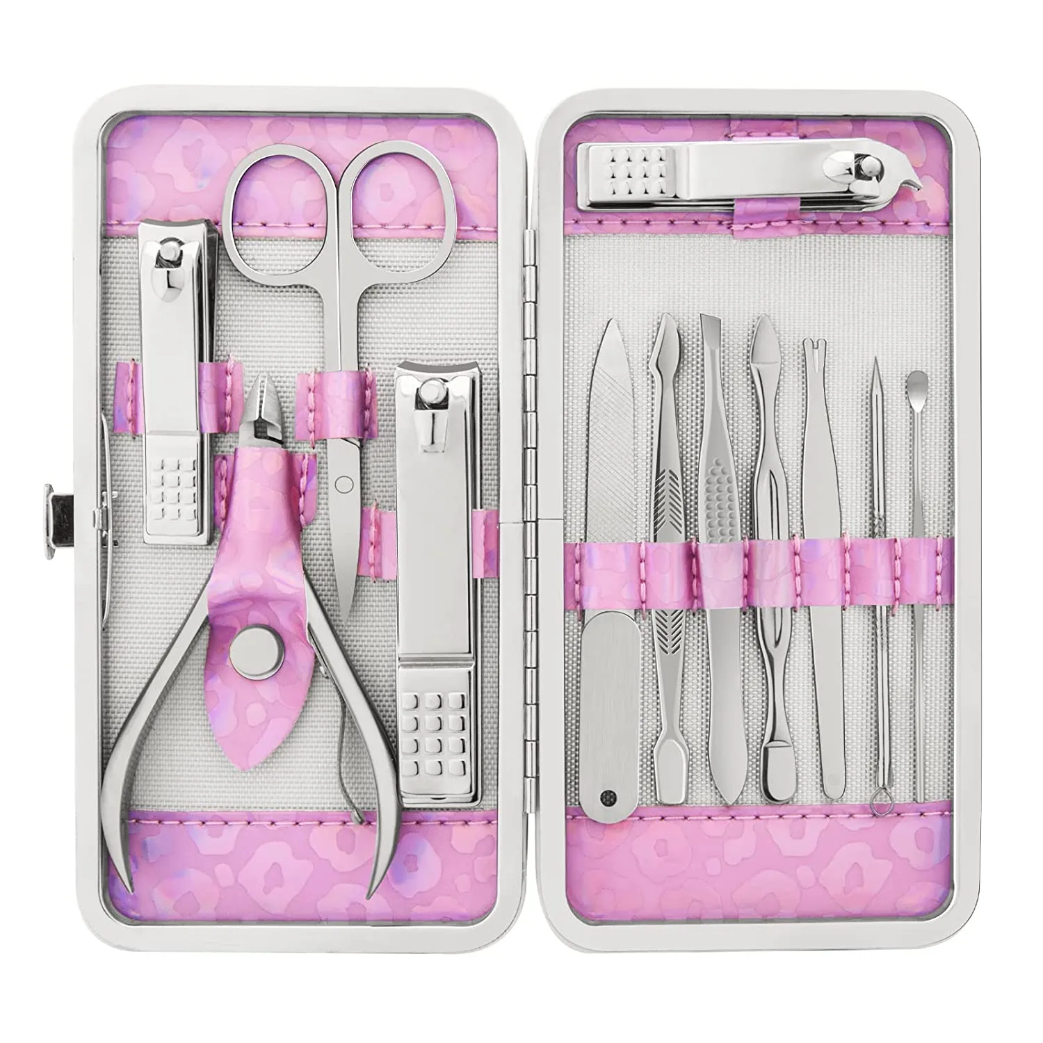 CGBE Manicure Set Nail Clippers Pedicure Kit Men Women Grooming kit Manicure Professional Nail Care Tools Gift 12Pcs with Luxurious Travel Case