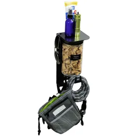 Dog Leash Holder for Wall, Dog Storage Organizer with 4.75” Dog Shelf and 1 Small Airtight Dog Treat Containers in Modern Black