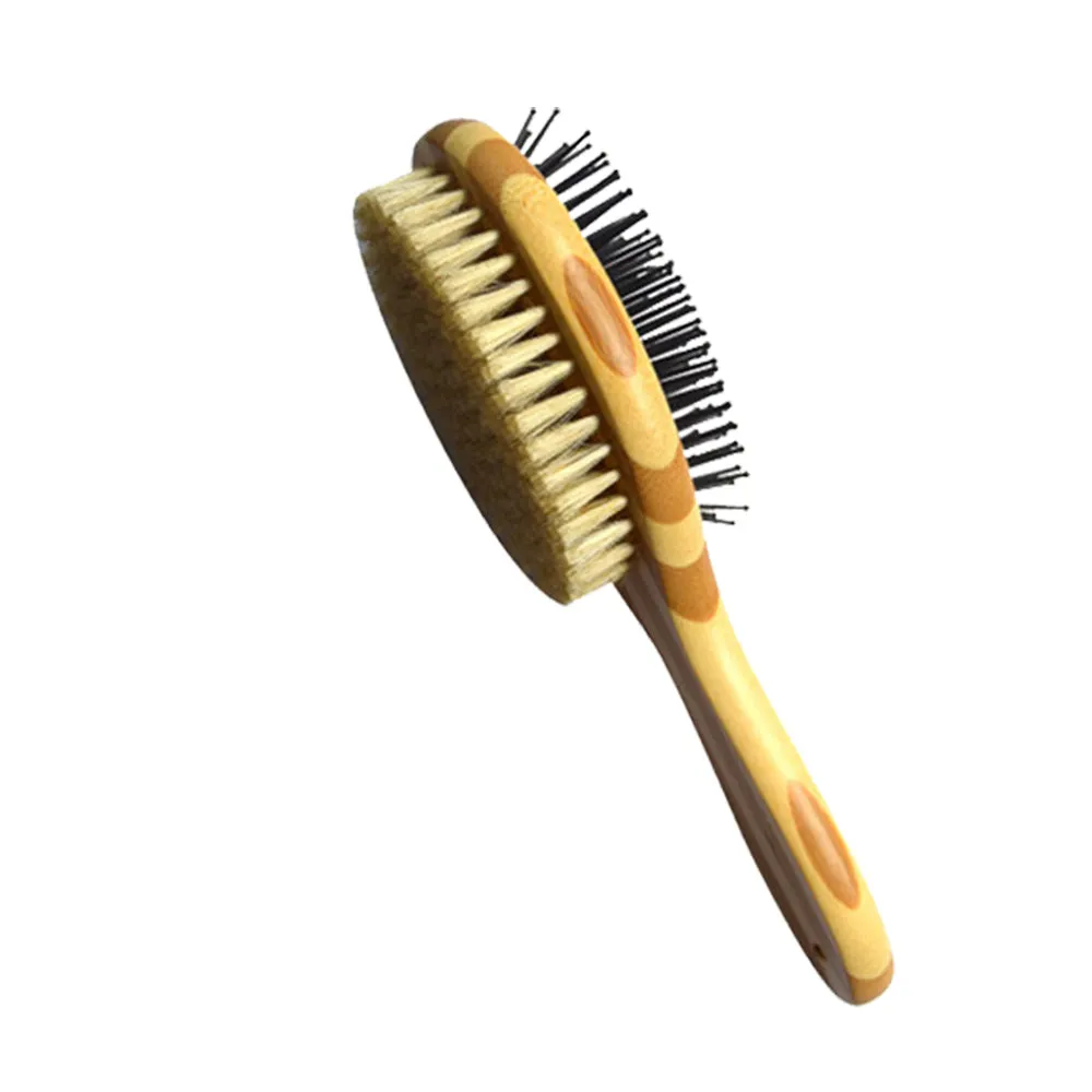 Double-Sided Pin & Bristle Brushes for Dogs & Cats, Pets Grooming Comb with Wooden/Bamboo Handle, Cleaning Pets Shedding and Dirt for Long Hair & Short Hair, Deshedding Tool