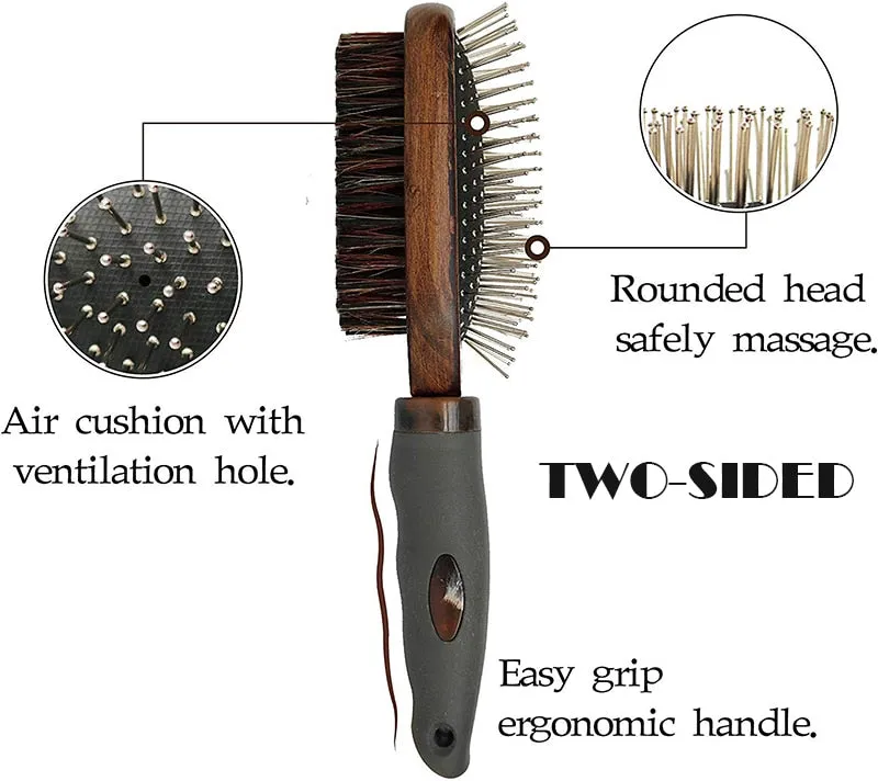 Double-sided Wood Fur Bristle Brush