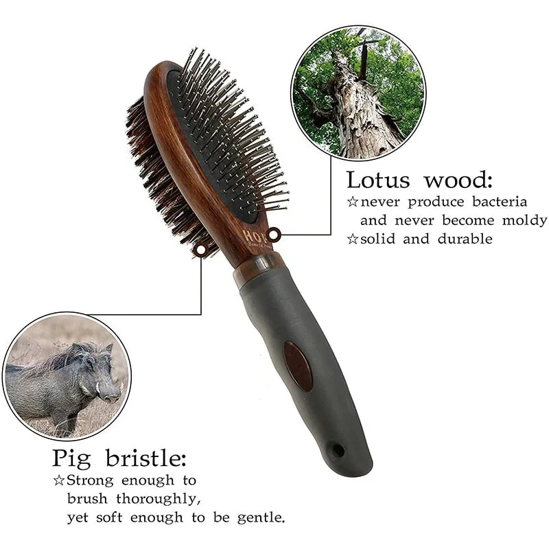 Double-sided Wood Fur Bristle Brush