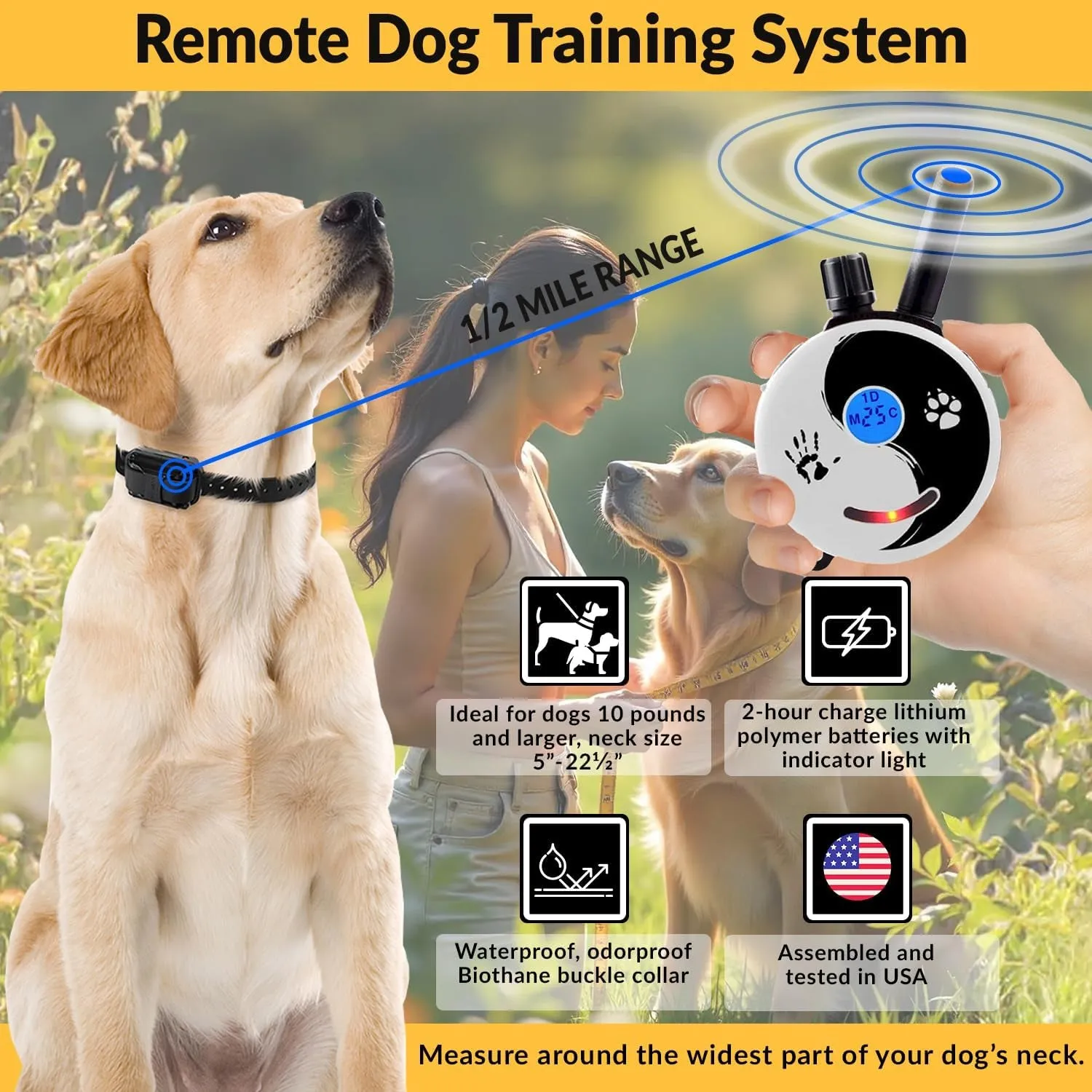 E-Collar Dog Training Collar, Rechargeable Remote   Finger Clicker, for Small to Medium Dogs, Humane Tapping Stimulation, 100 Levels, Tone, Light, 1/2 Mile 1 Dog, Zen