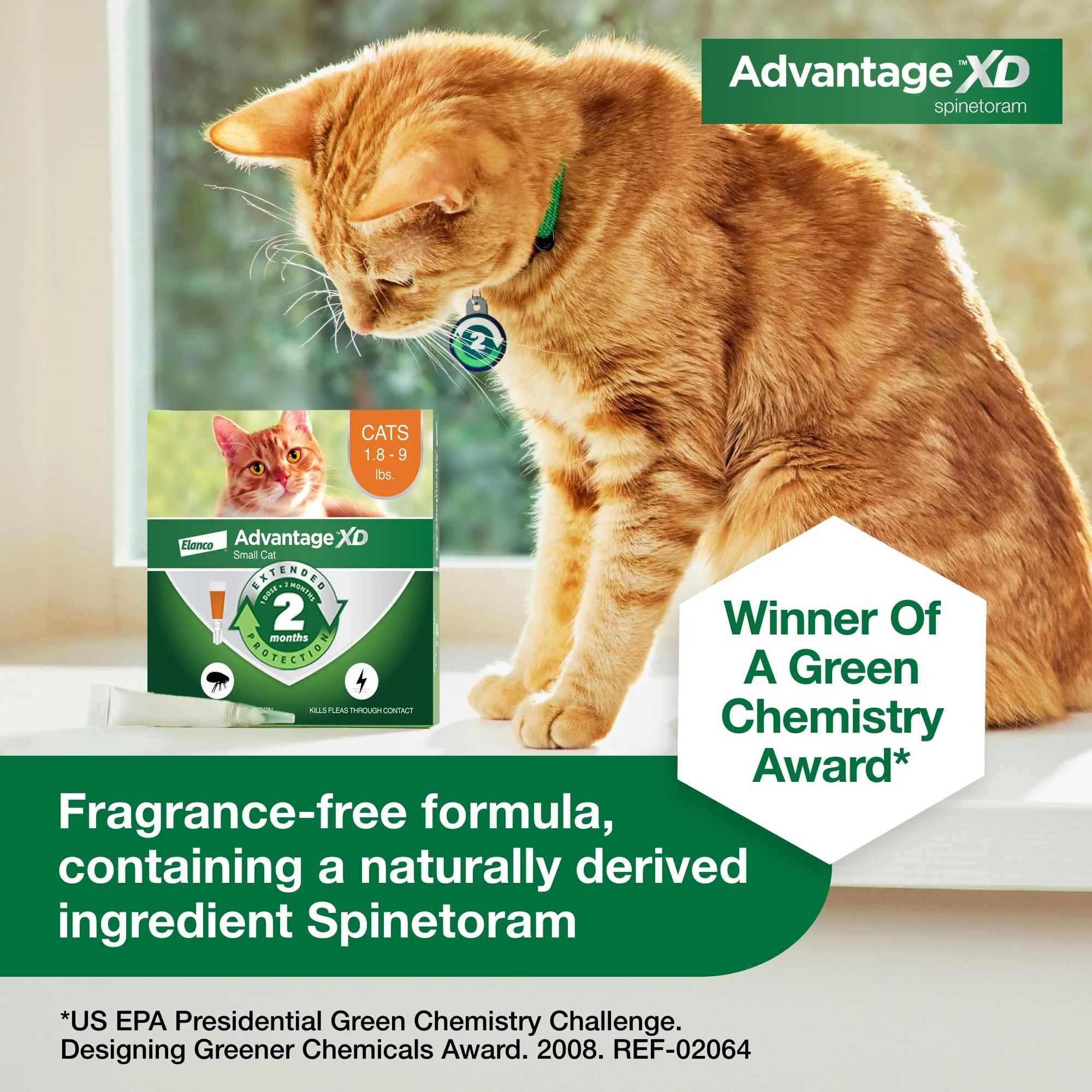 Elanco Advantage XD Extended Small Cat 4-Month 2-Dose Flea and Tick Spot-on Treatment - 1.8-9Lbs - 2 Pack