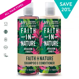 Faith in Nature Natural Dragon Fruit Shampoo and Conditioner Set, Revitalising Vegan and Cruelty Free, Parabens and SLS Free, for All Hair Types, 2 x 400 ml