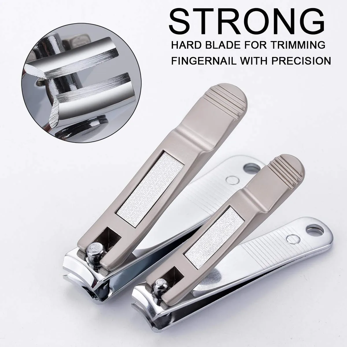 FAMILIFE Manicure Set, 7 in 1 Professional L14 Manicure Pedicure Set Stainless Steel Nail Clipper Set with Noble Portable Gray Travel Case Gift for Women Men