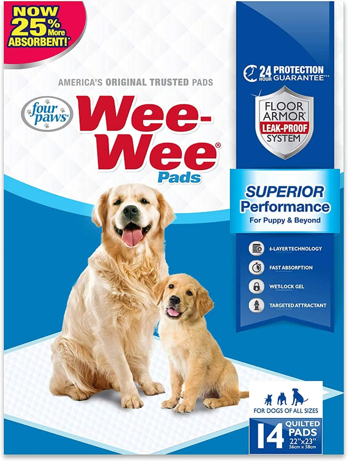 Four Paws Wee-Wee Pads Dog Training Pads - 22 X 23 In - 14 Pack