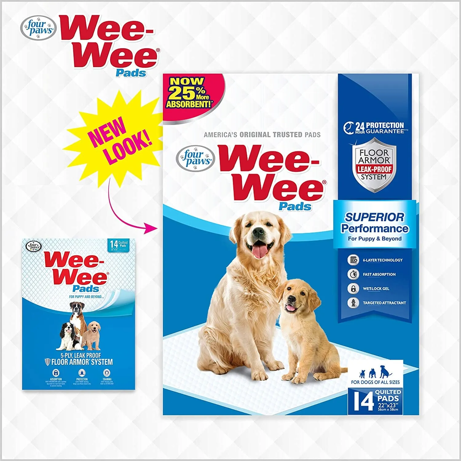 Four Paws Wee-Wee Pads Dog Training Pads - 22 X 23 In - 14 Pack