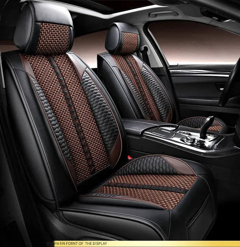 Full Set Car Seat Covers for Honda Accord 2005-2023 – Durable, Breathable PU Leather with Steering Wheel Cover & Pillows – Universal 5-Seat Cushion