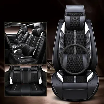 Full Set Car Seat Covers for Honda Accord 2005-2023 – Durable, Breathable PU Leather with Steering Wheel Cover & Pillows – Universal 5-Seat Cushion