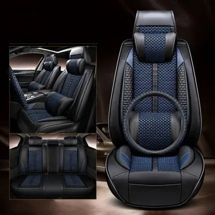 Full Set Car Seat Covers for Honda Accord 2005-2023 – Durable, Breathable PU Leather with Steering Wheel Cover & Pillows – Universal 5-Seat Cushion
