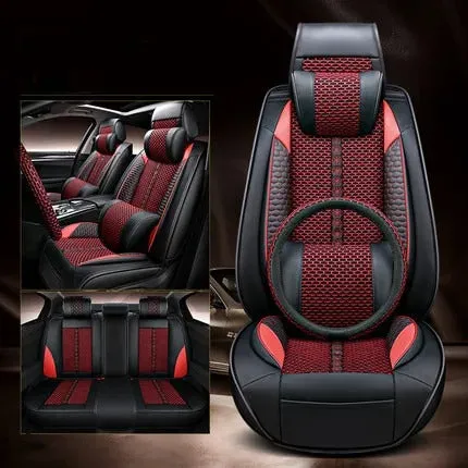 Full Set Car Seat Covers for Honda Accord 2005-2023 – Durable, Breathable PU Leather with Steering Wheel Cover & Pillows – Universal 5-Seat Cushion