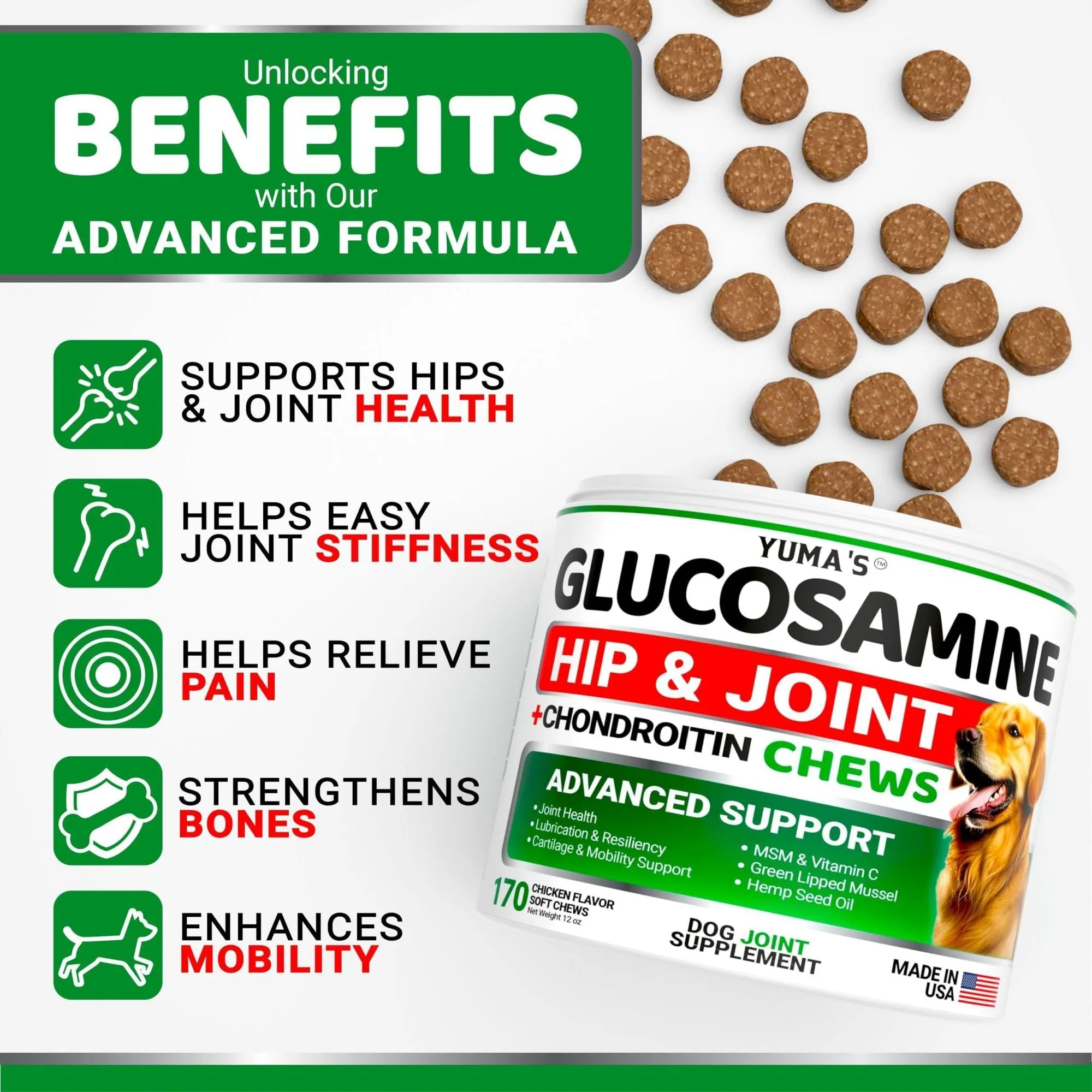 Glucosamine Hip and Joint Supplement for Dogs - 170 Ct