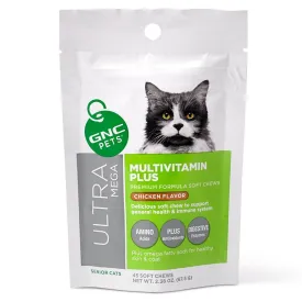 GNC Pets Ultra Mega Multivitamin Plus Chicken-Flavor Soft Chews Senior Cat Supplement 45ct