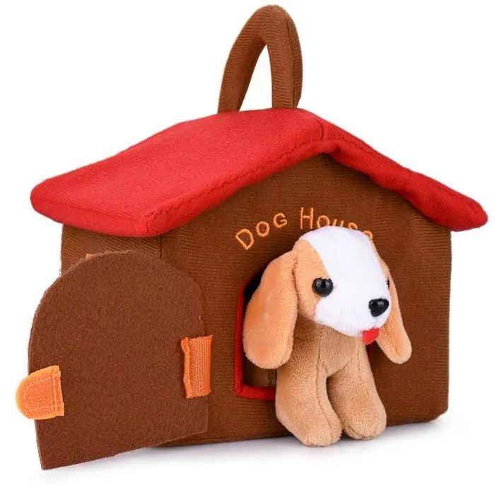 Hakol Dog House Educational Toy With 4 Squishy and Barking Puppies Playset