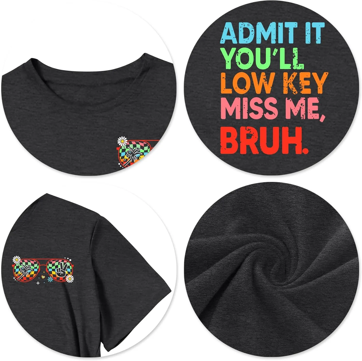 Last Day of School Teacher Shirt Women Bruh Teacher T-Shirt Admit It You'll Low Key Miss Me Bruh Vacation Tee Tops
