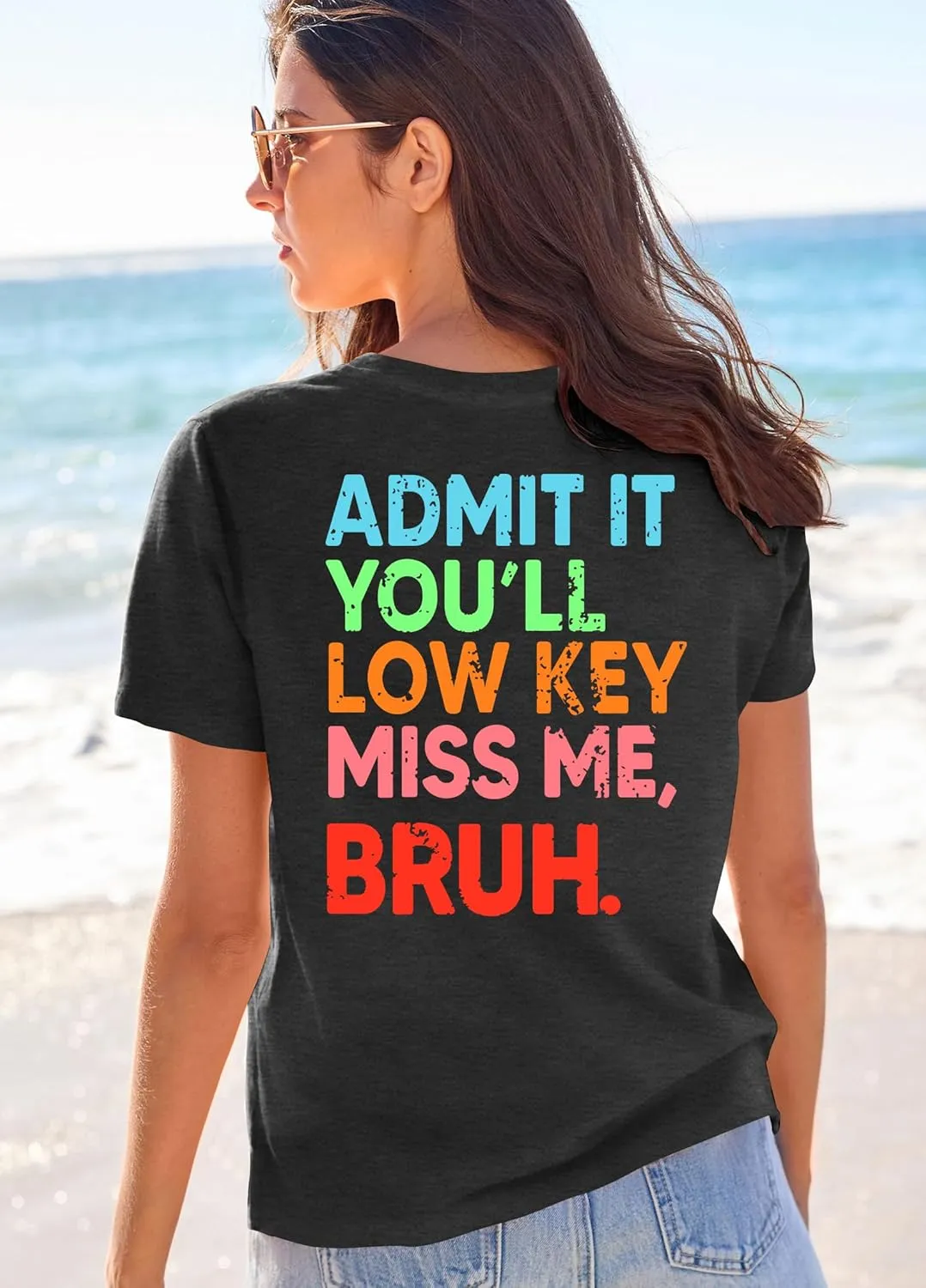 Last Day of School Teacher Shirt Women Bruh Teacher T-Shirt Admit It You'll Low Key Miss Me Bruh Vacation Tee Tops