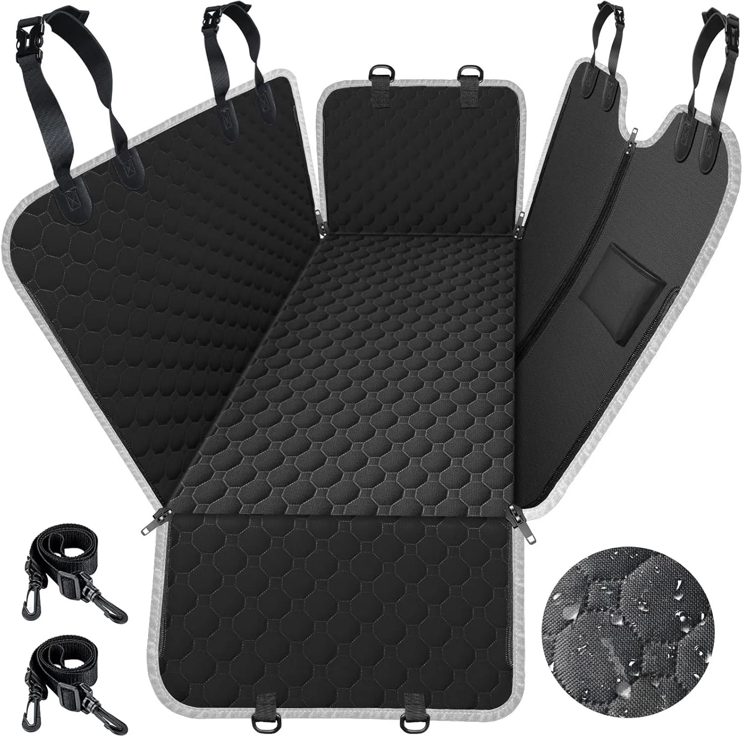 Mancro Dog Car Seat Cover for Back Seat, Waterproof Car Seat Protector for Dogs with Side Flaps, Scratchproof Car Seat Cover, Dog Hammock with Nonslip Bottom for SUVs, Standard(54 W x 55 L)