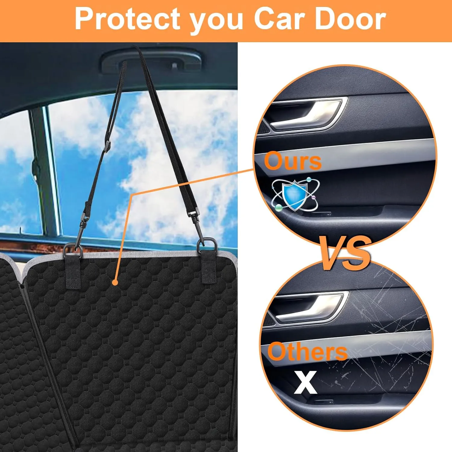 Mancro Dog Car Seat Cover for Back Seat, Waterproof Car Seat Protector for Dogs with Side Flaps, Scratchproof Car Seat Cover, Dog Hammock with Nonslip Bottom for SUVs, Standard(54 W x 55 L)